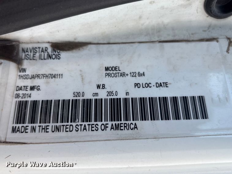 image for item EU7447 2015 International LF687 semi truck