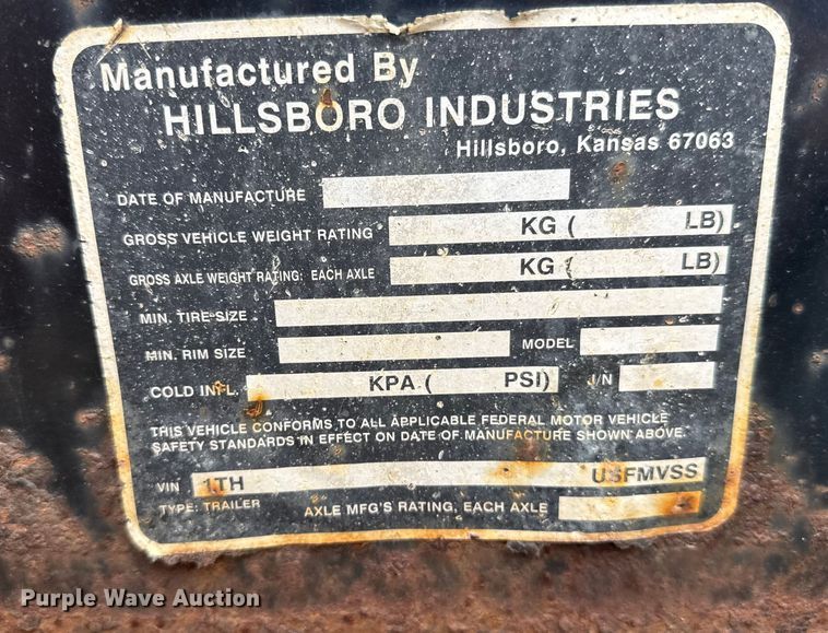 image for item FB0810 2008 Hillsboro Industries flatbed trailer