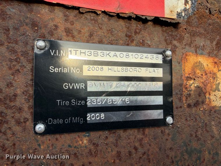 image for item FB0810 2008 Hillsboro Industries flatbed trailer