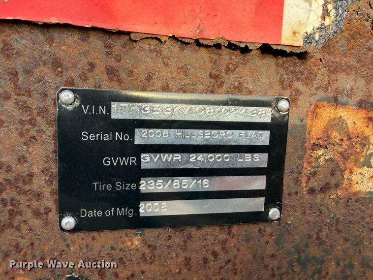 image for item FB0810 2008 Hillsboro Industries flatbed trailer