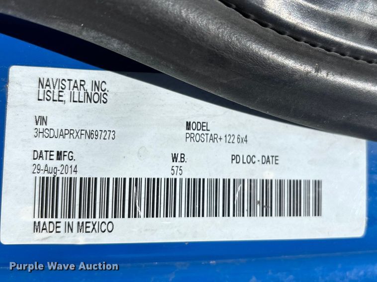 image for item FB3586 2015 International Prostar+ 122 semi truck