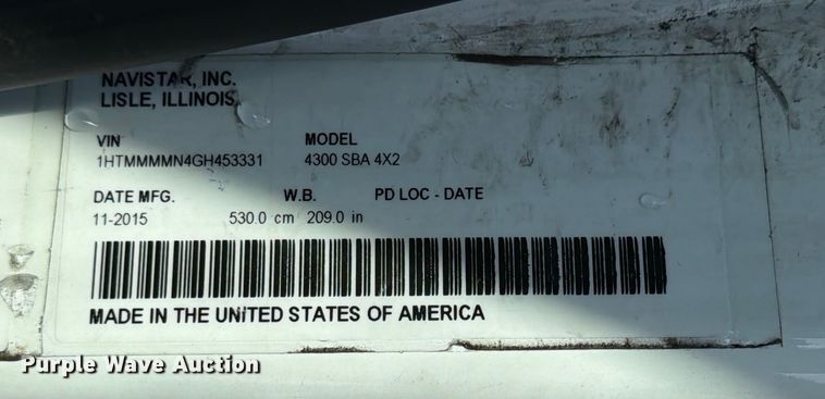 image for item FB7971 2016 International MA025 box truck