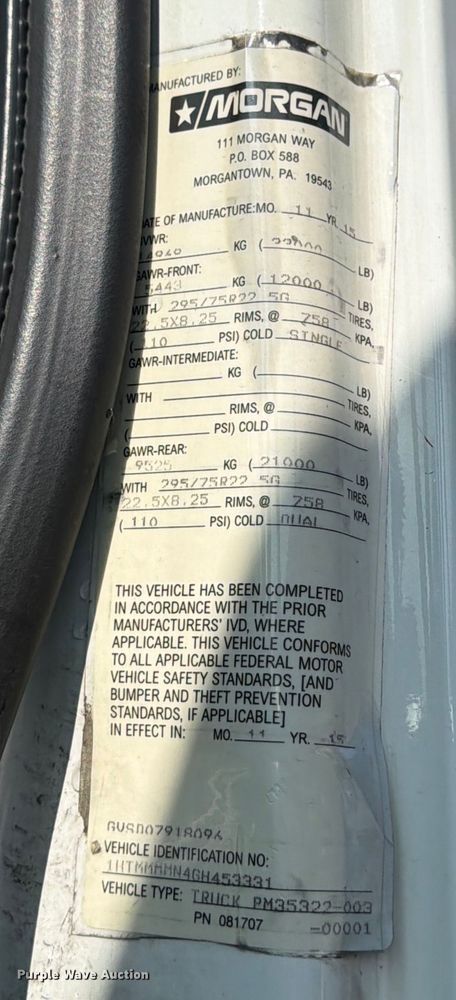 image for item FB7971 2016 International MA025 box truck