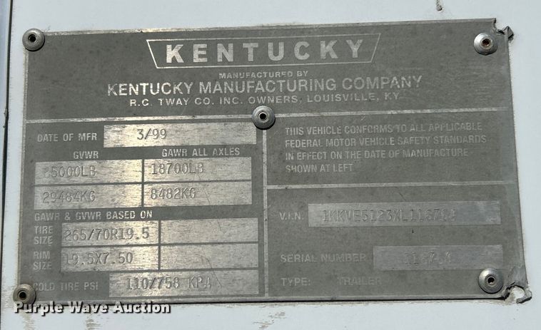 image for item FC5021 1999 Kentucky dry van trailer