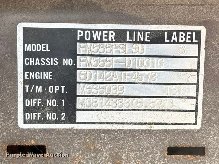 image for item FG0134 1990 Mitsubishi FM555 truck cab and chassis