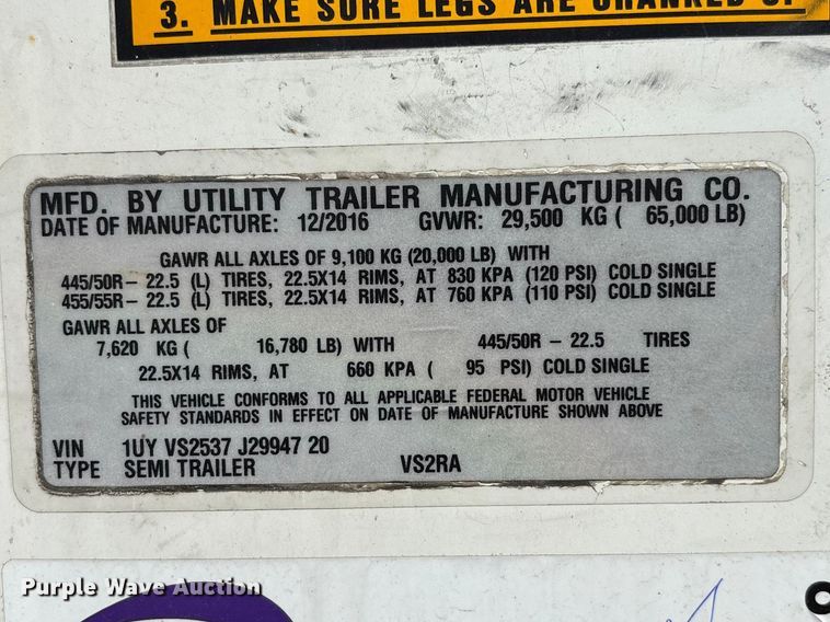 image for item FK0638 2020 Utility VS2RA refrigerated van trailer