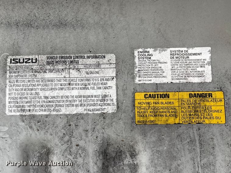 image for item FK1247 2017 Isuzu NPR HD box truck