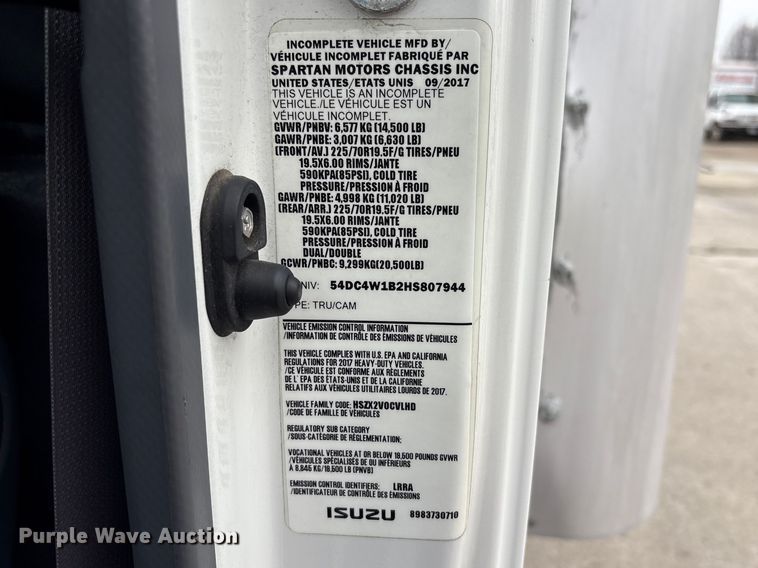 image for item FK1247 2017 Isuzu NPR HD box truck