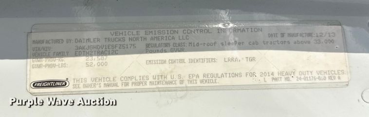 image for item FK1562 2014 Freightliner Cascadia semi truck