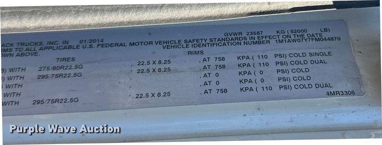image for item FK1577 2015 Mack CXU613 semi truck