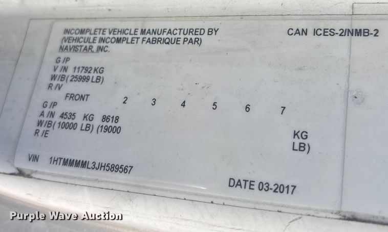 image for item YA1764 2018 International 4300 box truck