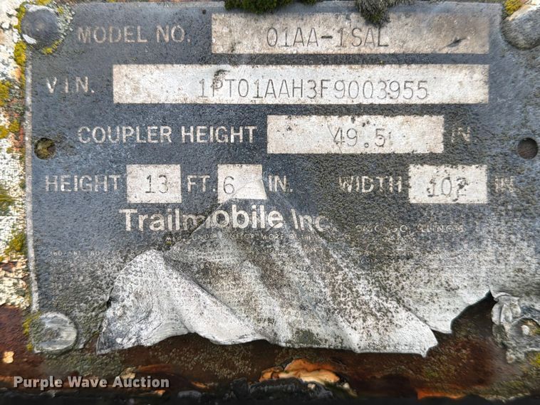 image for item YA1927 1985 Trailmobile 01AA-1SAL dry van trailer