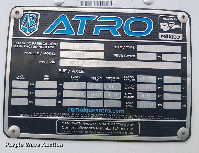 image for item YA2117 2023 Atro dry van trailer