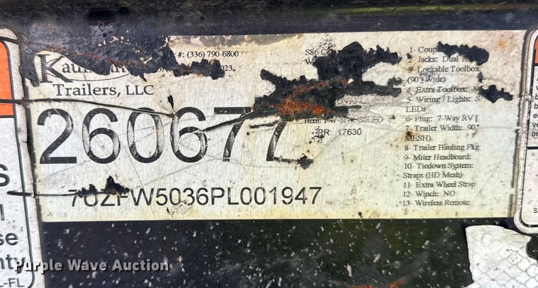 image for item YA2211 2023 Kaufman W50LP car carrier