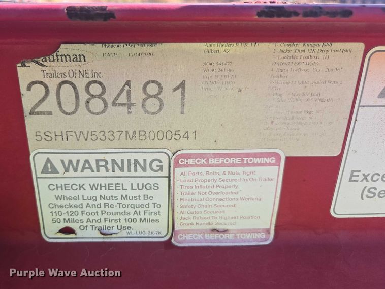 image for item YA2456 2021 Kaufman car carrier