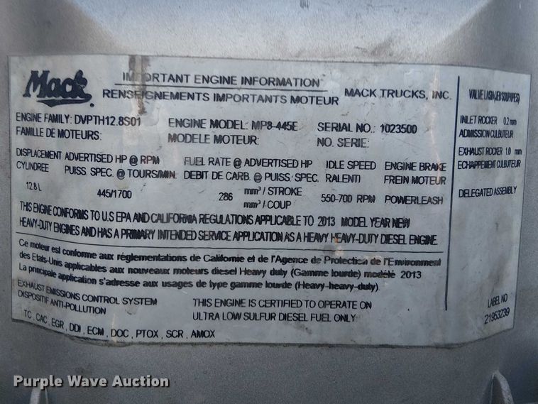 image for item YA2492 2014 Mack CXU613 semi truck