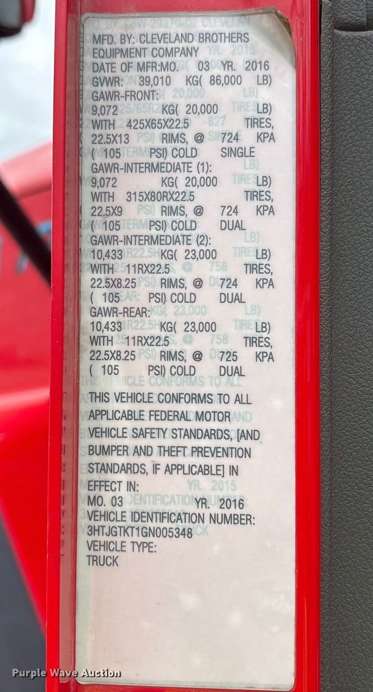 image for item YA2582 2016 Caterpillar CT660 dump truck