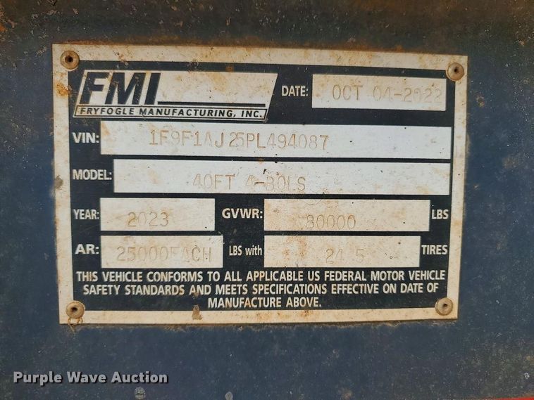 image for item YA2735 2023 Fryfogle log trailer