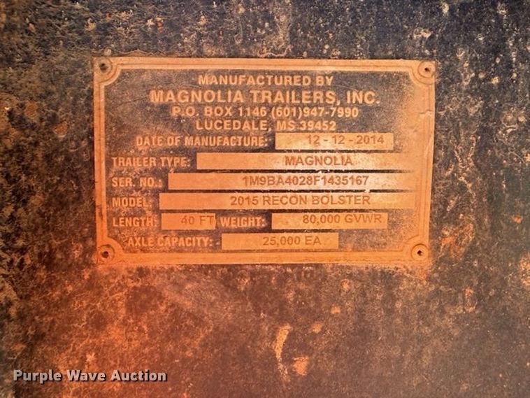 image for item YA2736 2015 Magnolia  Recon Bolster log trailer