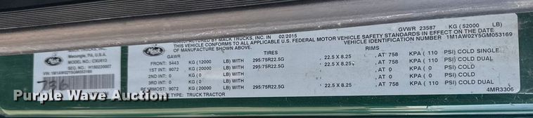 image for item EA2316 2016 Mack CXU613 semi truck