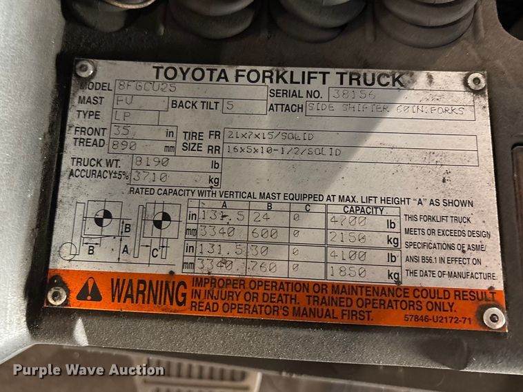 image for item FB5525 Toyota 8FGCU25 forklift