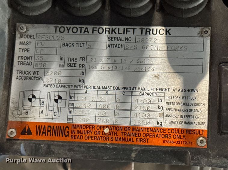 image for item FB5530 Toyota 8FGCU25 forklift