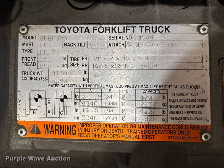 image for item FB5531 Toyota 8FGCU25 forklift