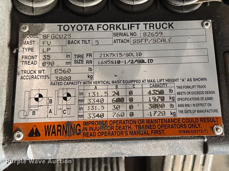 image for item FB5532 Toyota 8FGCU25 forklift