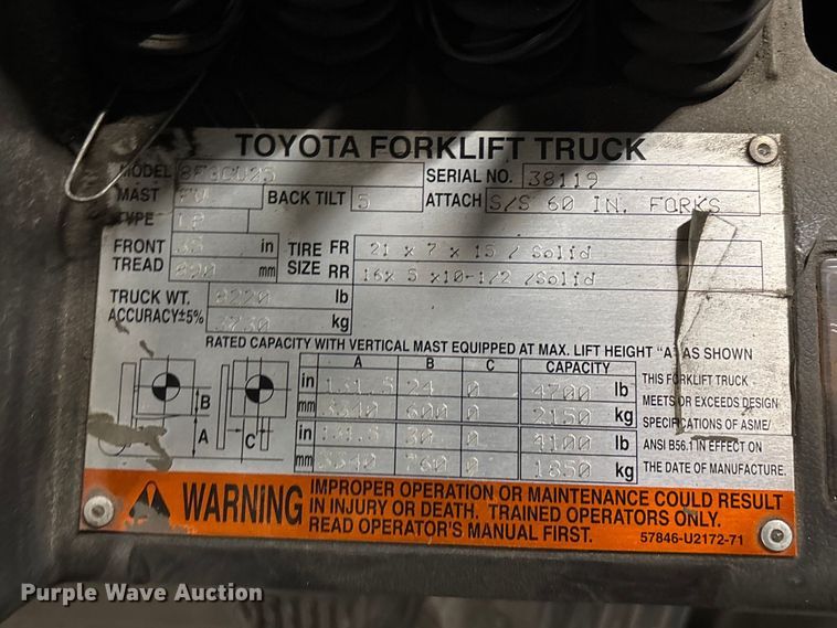 image for item FB5534 Toyota 8FGCU25 forklift