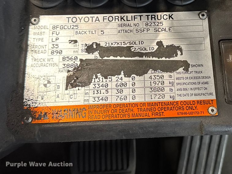 image for item FB5537 Toyota 8FGCU25 forklift