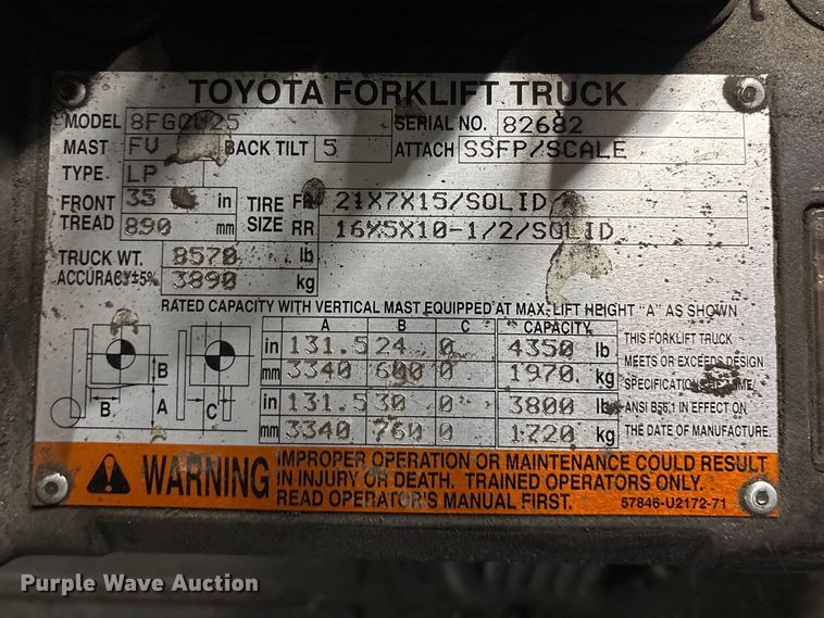 image for item FB5538 Toyota 8FGCU25 forklift