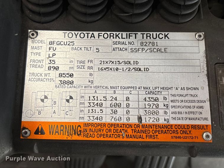 image for item FB5542 Toyota 8FGCU25 forklift