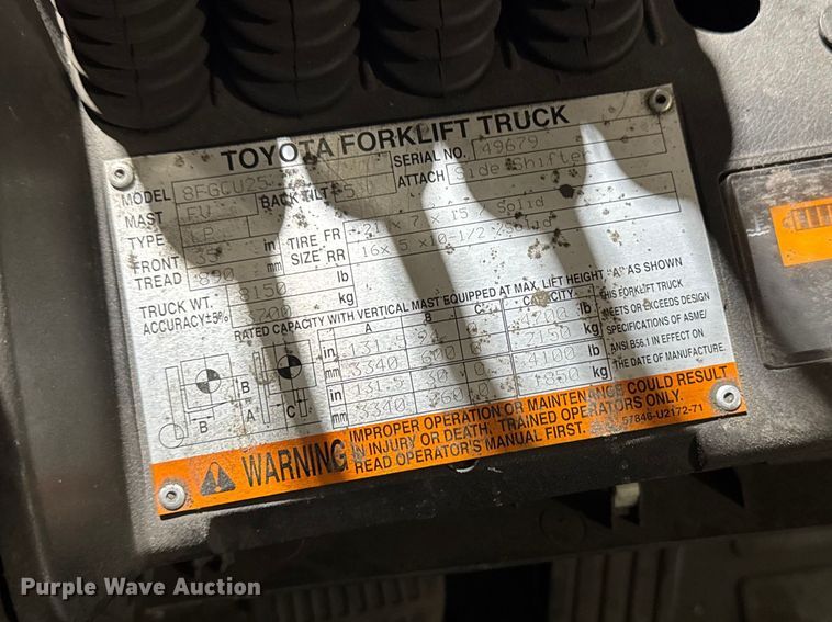 image for item FB5548 Toyota 8FGCU25 forklift