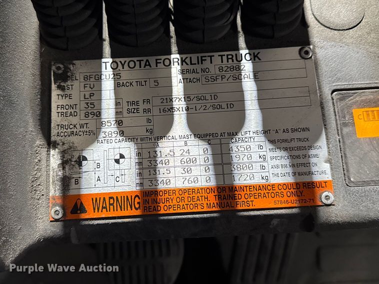image for item FB5550 Toyota 8FGCU25 forklift