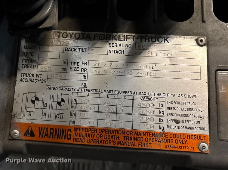 image for item FB5552 Toyota 8FGCU25 forklift