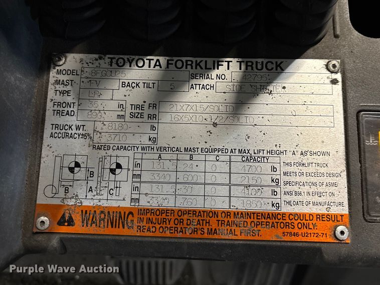 image for item FB5554 Toyota 8FGCU25 forklift