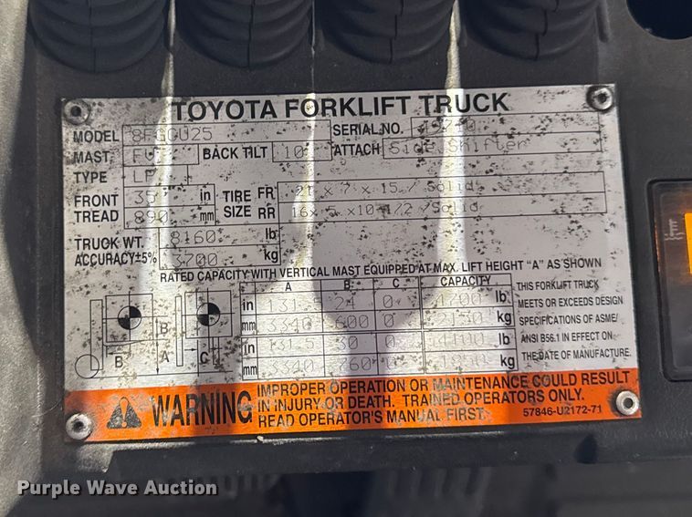 image for item FB5558 Toyota 8FGCU25 forklift