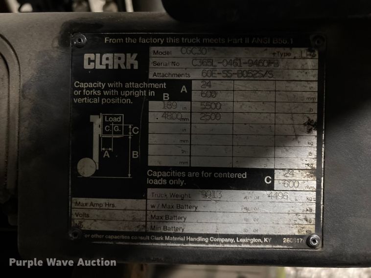 image for item FB5559 Clark CGC30 forklift