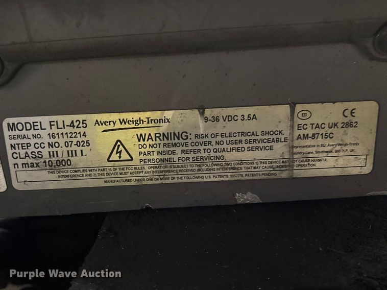 image for item FB5587 2014 Avery Weigh-Tronix FLSC-05 forklift scale