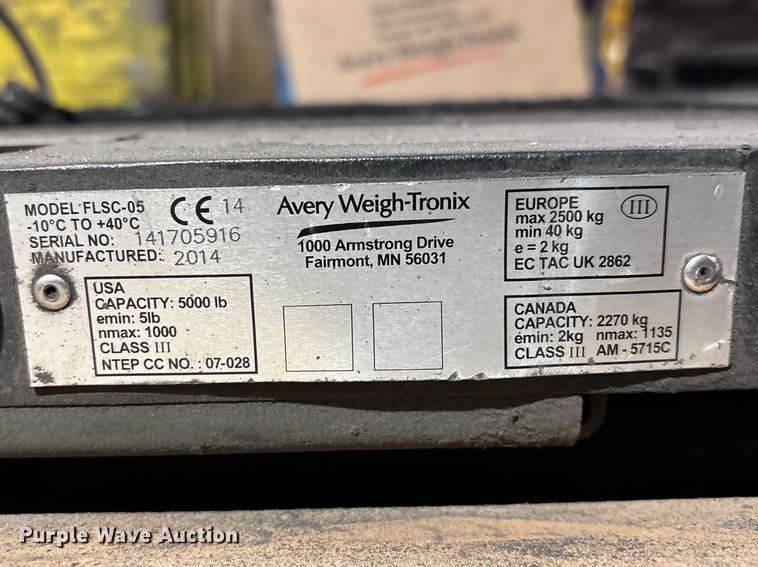 image for item FB5587 2014 Avery Weigh-Tronix FLSC-05 forklift scale