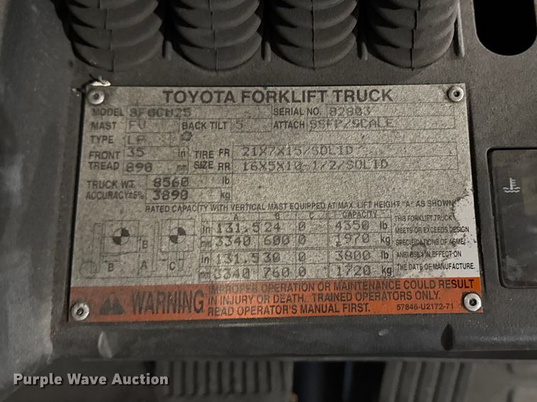 image for item FB5600 Toyota 8FGCU25 forklift