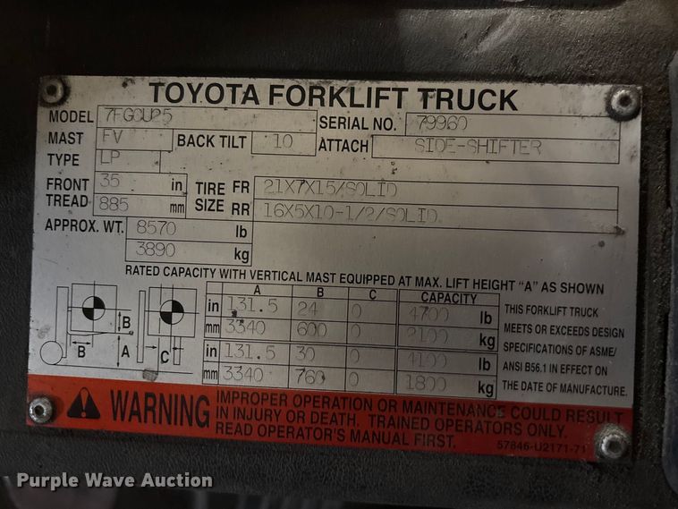 image for item FB5630 Toyota 7FGCU25 forklift