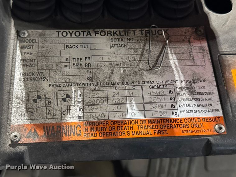 image for item FB5632 Toyota 8FGCU25 forklift