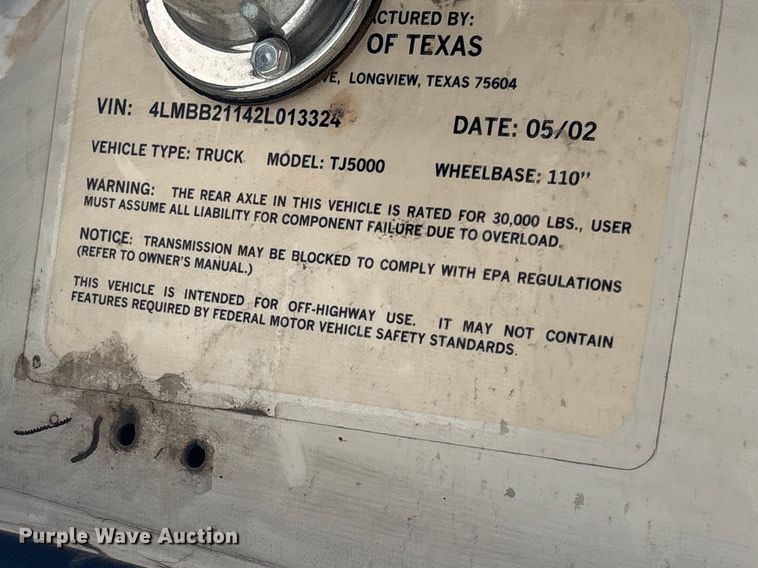 image for item FB5634 2002 Capacity TJ5000 yard truck