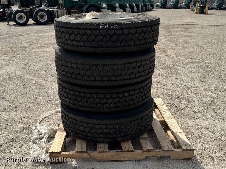(4) Bridgestone R283S 295/75R22.5 tires and wheels