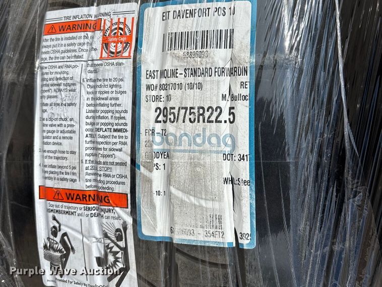 image for item FB5669 (6) Bridgestone 295/75R22.5 tires and wheels