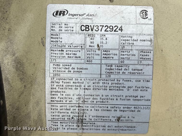image for item FB5671 Ingersoll Rand 2545E10V air compressor