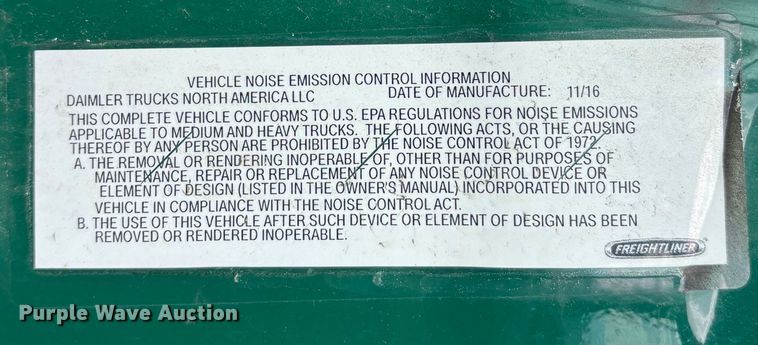 image for item FG1011 2017 Freightliner Cascadia 125 semi truck