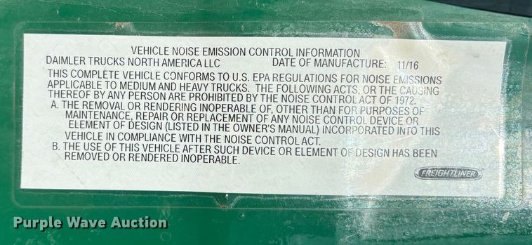 image for item FG1018 2017 Freightliner Cascadia 125 semi truck