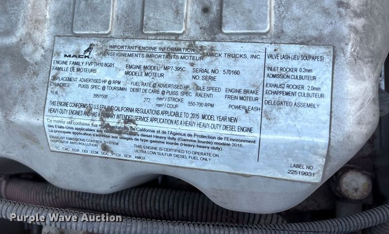 image for item FG1021 2016 Mack CXU613 semi truck